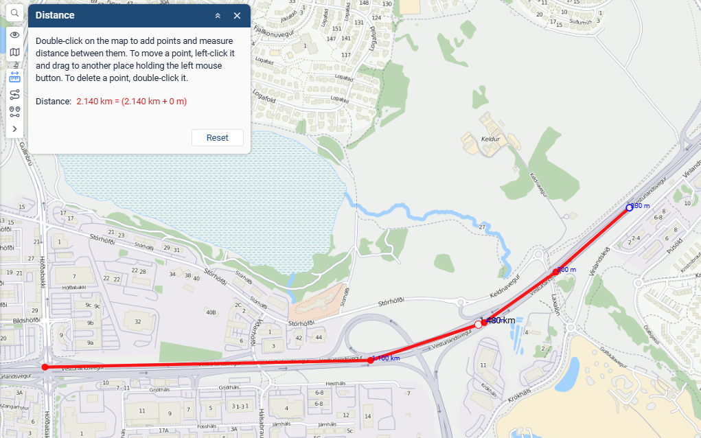Rakning GPS flotastýring mæla vegalend á korti